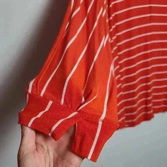 Free People We The Free Can't Fool Me Striped Orange and White Tee Size Small - Picture 2 of 16